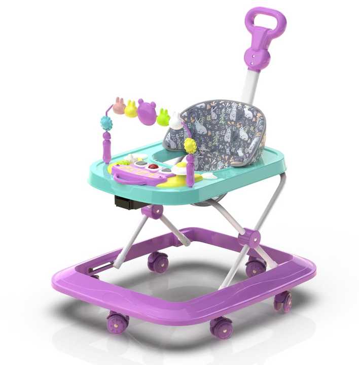 2024 Fancy Cute Cartoon Activity Stroller Multi-funtional Baby Walker with Seat and Wheels Musical Baby Walker with Toys Trolley
