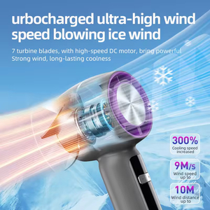 Ventilateur portable USB rechargeable 199 vitesses avec affichage numérique, refroidissement par glace, 1800 mAh, mini ventilateur électrique portable pour l'extérieur en été - Product Image 3