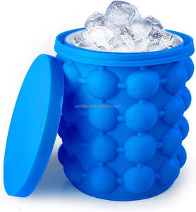 Seau à glace portable 2-en-1 en silicone grand format, <span class=keywords><strong>bac</strong></span> à glaçons et bacs à boissons, moule à glaçons à double paroi isolé avec couvercle - Product Image 1