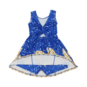 ชุดเดรสสำหรับเด็กผู้หญิงชุดเล่นโยคะผ้าโพลีเอสเตอร์/ ผ้าฝ้ายสีชมพูสีน้ำเงินเข้มชุดใส่กลางวันสำหรับเด็กวัยหัดเดินเสื้อผ้าบูติก - Product Image 4