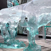 Table à thé Glacier en cristal platine Transparent tabouret en résine de luxe ondulation de l'eau cristal Iceberg Islande Table d'appoint sur mesure