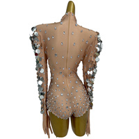 Combinaison courte sexy à paillettes et cristaux pour femmes, idéale pour les soirées DJ, les clubs, les fêtes, les tenues de danse, les festivals, en spandex.