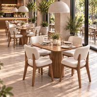 Chaises de salle à manger sans accoudoirs Boucle, ensemble table en bois sur piétement, couleur crème, pour café, restaurant, usage commercial, personnalisable, OEM, vente en gros, mobilier chinois
