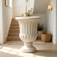Urne romaine européenne, pot à fleurs en résine fait main et peint à la main, piédestal cannelé classique, décoration pour jardin, patio, maison