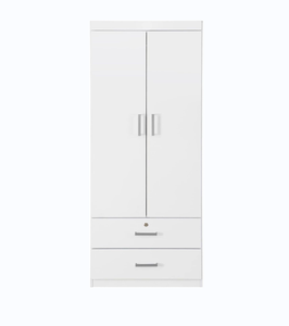 Meubles placard 2 casiers de porte, étagères réglables/tringles de suspension/tiroirs, armoire minimaliste moderne, chambre à coucher, <span class=keywords><strong>blanc</strong></span> - Product Image 1