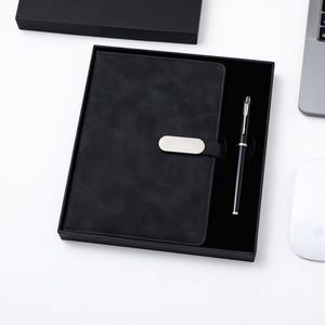 In Stock Luxury A5 Hardcover Notebook Customizable Logo PU <b>Leather</b> Agenda with Metal Pen Gift - Product Image 5