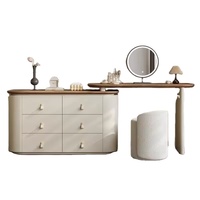 Coiffeuse en bois de style moderne avec miroirs de maquillage à LED et tiroirs pour chambre et appartement, idéale pour le coiffage