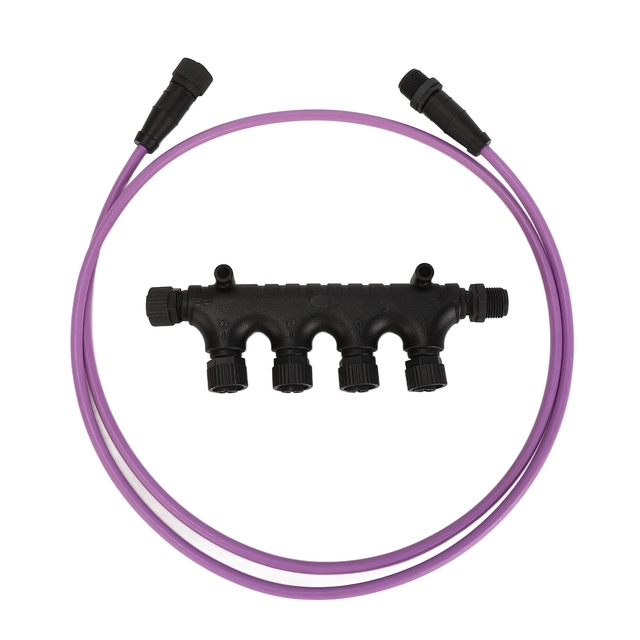 For NMEA 2000 4 Port Multiport T Connector M12 Waterproof with Wire Cable for Marine
