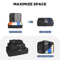 Cubes d'emballage de compression de sac noir personnalisés de style tendance 3 pièces personnalisables pour les voyages en plein air