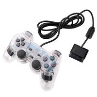 Manette de jeu filaire NSlikey PS2, double vibration, manette de jeu transparente
