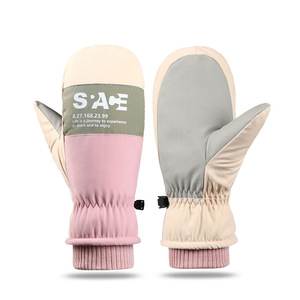 Sace Winter Ski <b>Gloves</b> Unisex <b>Warm</b> Windproof Touchscreen Fleece Lined Gray White - Product Image 2