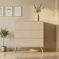 Commode de style Mid-Century Modern à 3 tiroirs, sans poignées, avec pieds coniques, meuble console pour salon, commande en gros, fournisseur OEM