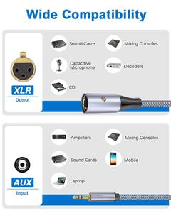 Hoge Kwaliteit Zuurstofvrije Koperen Vergulde Gebalanceerde 3.5Mm <span class=keywords><strong>Trs</strong></span> Naar Xlr Kabel 3.5Mm Naar 3pin Xlr Audio Kabel Voor Laptop - Product Image 5