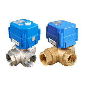 Vanne à boisseau sphérique électrique motorisée 24V DC CR2 à 2 fils, 1/2 pouce, 3 voies, port en L, retour automatique, en laiton, pour le contrôle du débit d'eau - Product Image 1