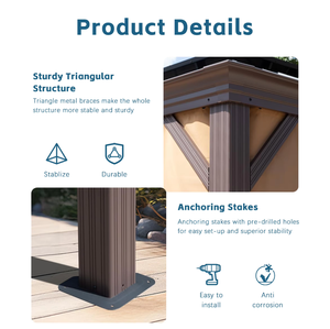 Gazebo Moderno <span class=keywords><strong>de</strong></span> Aluminio con Techo Doble y Cortinas, Pabellón <span class=keywords><strong>de</strong></span> Lujo para Comer al Aire Libre, Ideal para Hoteles, Resorts, Jardines y Patios - Product Image 3