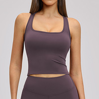 Débardeur de sport pour femme, style racerback, en tissu doux et lavé, coupe ajustée, séchage rapide, idéal pour l'entraînement, la course, la gym et le fitness