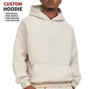 OEM Oversized Plus Size Knitted Cotton Solid <b>Lined</b> <b>Hoodie</b> High Quality Unisex Winter Streetwear Custom 3D Puff Foam Print Logo - Product Image 2