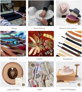 Logo personalizzato di alta qualità cappello Fedora occidentale a tesa larga bianco Unisex 100% in lana australiana <span class=keywords><strong>cappelli</strong></span> da Cowboy per uomo donna - Product Image 2