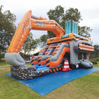 Château gonflable en forme d'excavatrice, structure de saut gonflable en bâche PVC avec toboggan pour enfants