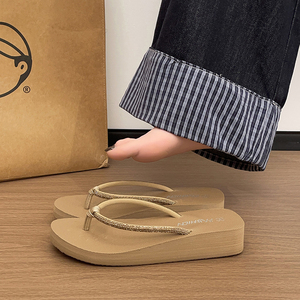 Sandalias de Mujer Beige con Rejilla de Diamantes EVA y PU Negro, Punta Abierta, Antideslizantes, Suela EVA, para Verano y Exteriores - Product Image 5