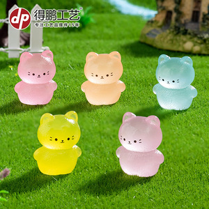 Figurine de chaton miniature en résine, dessin animé, décoration qui brille dans le noir, accessoire de bureau pour salon, paquet multi-pièces - Product Image 4