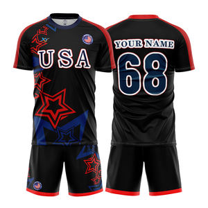 Ensemble de maillots de football personnalisés USA Star, impression par transfert thermique, short 100% polyester, impression du logo de l'équipe et du numéro, respirant, sport - Product Image 2