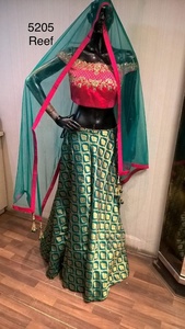 ชุด Lehenga เย็บแบบกึ่งตะเข็บ,ชุด Choli และ Dupatta ใหม่ล่าสุด Lehenga Choli - Product Image 5