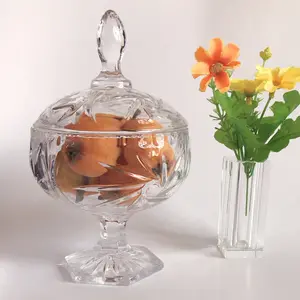 Cuenco con tapa para ensalada, cuenco con diseño de grabado de flores, cristal transparente, para aperitivos, frutas, dulces, azúcar, con tapa, venta al por mayor