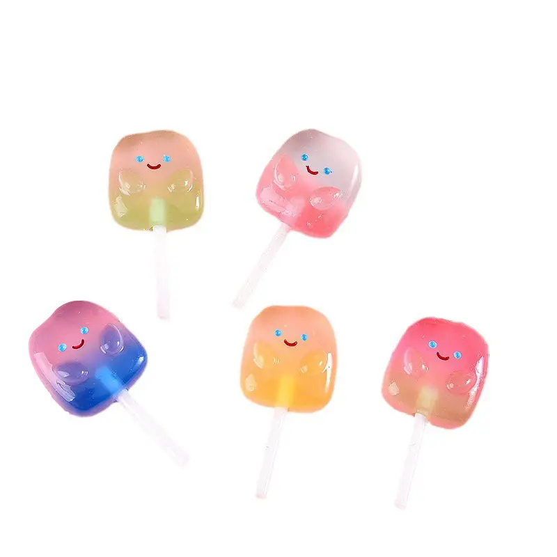100PCS/BAG XINGROU Wholesale Luminous Lollipops Flatback Resin Charms For Slime Mobile Case DIY Craft Hair Clip Decoration