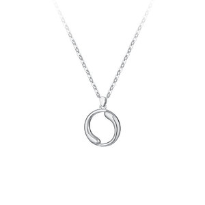 Couple Necklace Geometric Circle Pendant Silver Chain Everyday Wear QLXL-010 - Product Image 5