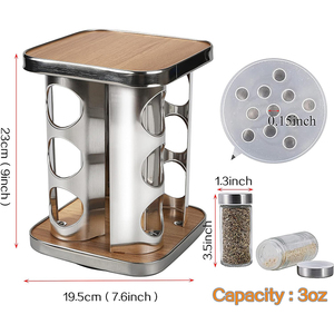 Runde <span class=keywords><strong>3</strong></span> Tier rotierende Bambus Gewürz Lager regal Regal Gewürz halter Rack Wand halterung Gewürz glas mit Holz regal halter - Product Image 4