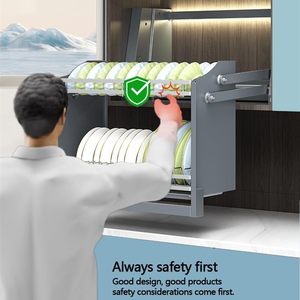Smart <b>Dish</b> <b>Rack</b>-Wall-Mounted Adjustable Pull Shelf Lifting System Cabinet Organizer Touch Switch <b>Rack</b> TSW-B Touch Switch Functio - Product Image 2