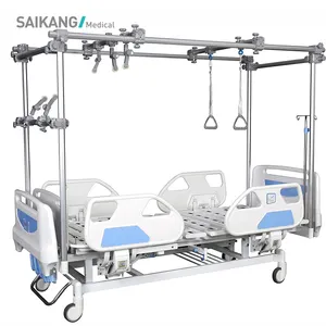 GB4e-cama de tracción ortopédica Lumbar para Hospital, muebles médicos ajustables multifunción, 3 bielas, cama con ruedas