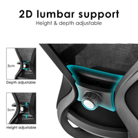 Chaise de bureau exécutive noire à dossier haut en maille Boss Executive avec support lombaire 2D, accoudoirs réglables, chaises ergonomiques