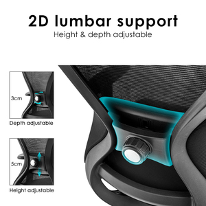 Chaise de bureau exécutive noire à dossier haut en maille Boss Executive avec support lombaire 2D, accoudoirs réglables, chaises ergonomiques - Product Image 4