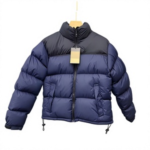 Veste matelassée coupe-vent bleu marine pour homme avec capuche, en tissu polaire, col montant, fermeture éclair, logo sur le devant, chaude, pour l'hiver, style streetwear - Product Image 5