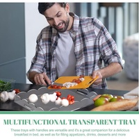 Plateaux de service transparents en acrylique avec poignées, organiseur décoratif en acrylique festonné pour présentation alimentaire, ottoman, cuisine