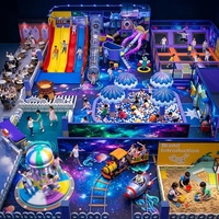 Peralatan Playground Indoor Besar Khusus Tema Laut SEA Q Ocean Space dengan Tiga Seluncuran Spiral, Kolam Bola, Trampolin, Kereta Api, dan Roket |   OEM
