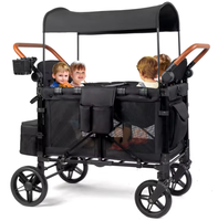Chariot de plage pliable robuste pour 4 enfants, tissu Oxford 600D, tout-terrain, poussette de camping pour 4 enfants
