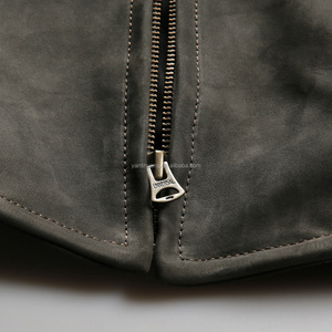 Veste en cuir de chèvre <span class=keywords><strong>vintage</strong></span> pour <span class=keywords><strong>homme</strong></span>, <span class=keywords><strong>style</strong></span> ancien, coupe courte et ajustée, véritable cuir - Product Image 5