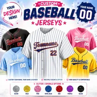 Maillot de baseball à rayures fines personnalisé en polyester respirant, anti-humidité, séchage rapide, 220g, pour homme adulte, sport d'équipe de baseball
