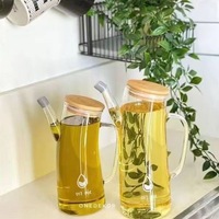 Grand Pot à Huile en Verre Anti-Fuite pour Cuisine, Récipient de Rangement pour Assaisonnement, Sauce Soja et Vinaigre avec Réservoir d'Huile
