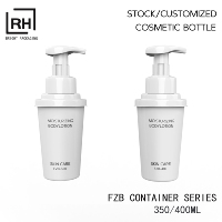 Bouteille en plastique PET PCR avec pompe à mousse liquide pour nettoyant visage, shampoing, savon liquide pour les mains, emballage 350 ml 400 ml, bouteille de savon moussant blanc