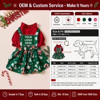 Robe de Noël pour chien, jupe rouge et verte pour animaux de compagnie de petite race, tenue de fête pour chiot, vente en gros, fabrication sur mesure, fourniture d'usine