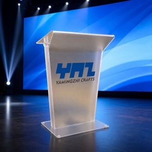 Podio Profesional de Acrílico <span class=keywords><strong>para</strong></span> Discursos, <span class=keywords><strong>para</strong></span> Estudios de Televisión, Presentadores de Noticias, Superficie de Lectura Inclinada, Base Blanca Esmerilada, Tamaño Personalizado - Product Image 3