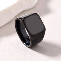 Bague signet carrée large en acier inoxydable de 14 mm pour homme, bague de personnalité carrée, bagues de doigt pour homme, bijoux de fête