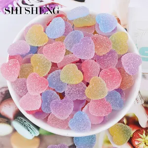 SHI SHENG Resin Cabochon Flatback bentuk hati simulasi makanan permen palsu untuk DIY aksesoris perhiasan