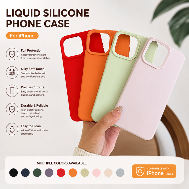 TOPIN SRP-E016 Liquid Silicone Phone Case Soft Touch Shockproof for iPhone Multiple Colors Customizable 23.8mm Thickness