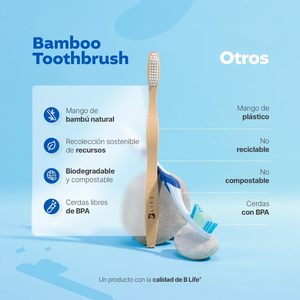 Juego de cepillos de dientes biodegradables <span class=keywords><strong>B</strong></span> Life con 10 piezas y cerdas de nailon medianas para adultos - Product Image 2
