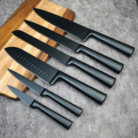 Nouveau LFGB standard nano carbone cristal enduit ensemble de couteaux de cuisine en acier inoxydable couteau de chef